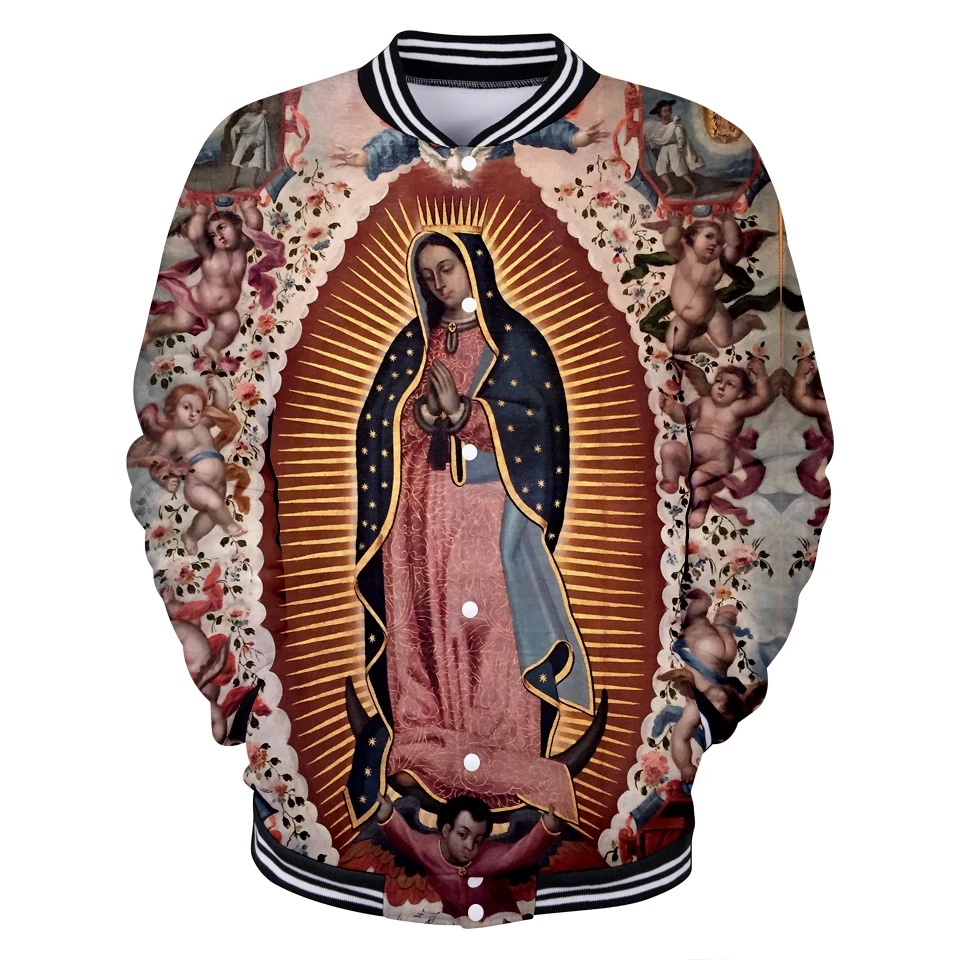 NEW Harajuku 3D Print Our Lady Guadalupe Long Sleeve Baseball Jacket Women harajuku Clothes 2019 japan New Arrival Fashion | Женская