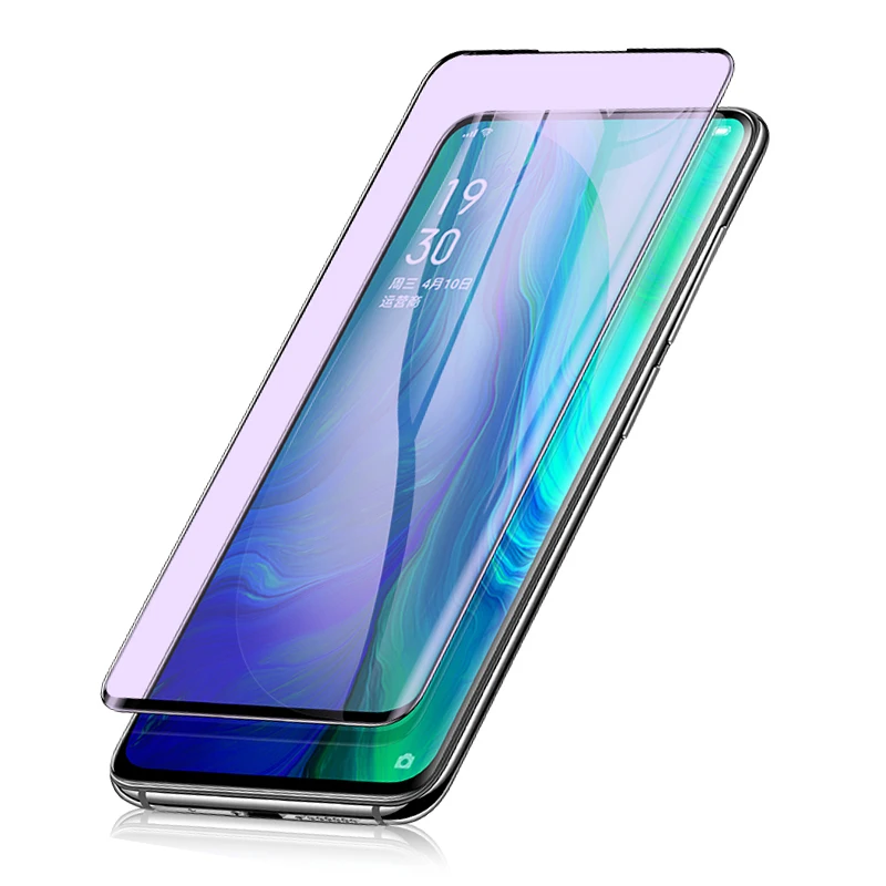 9H полное покрытие анти Blu Ray закаленное стекло для OPPO Reno 2 протектор экрана 10X Zoom