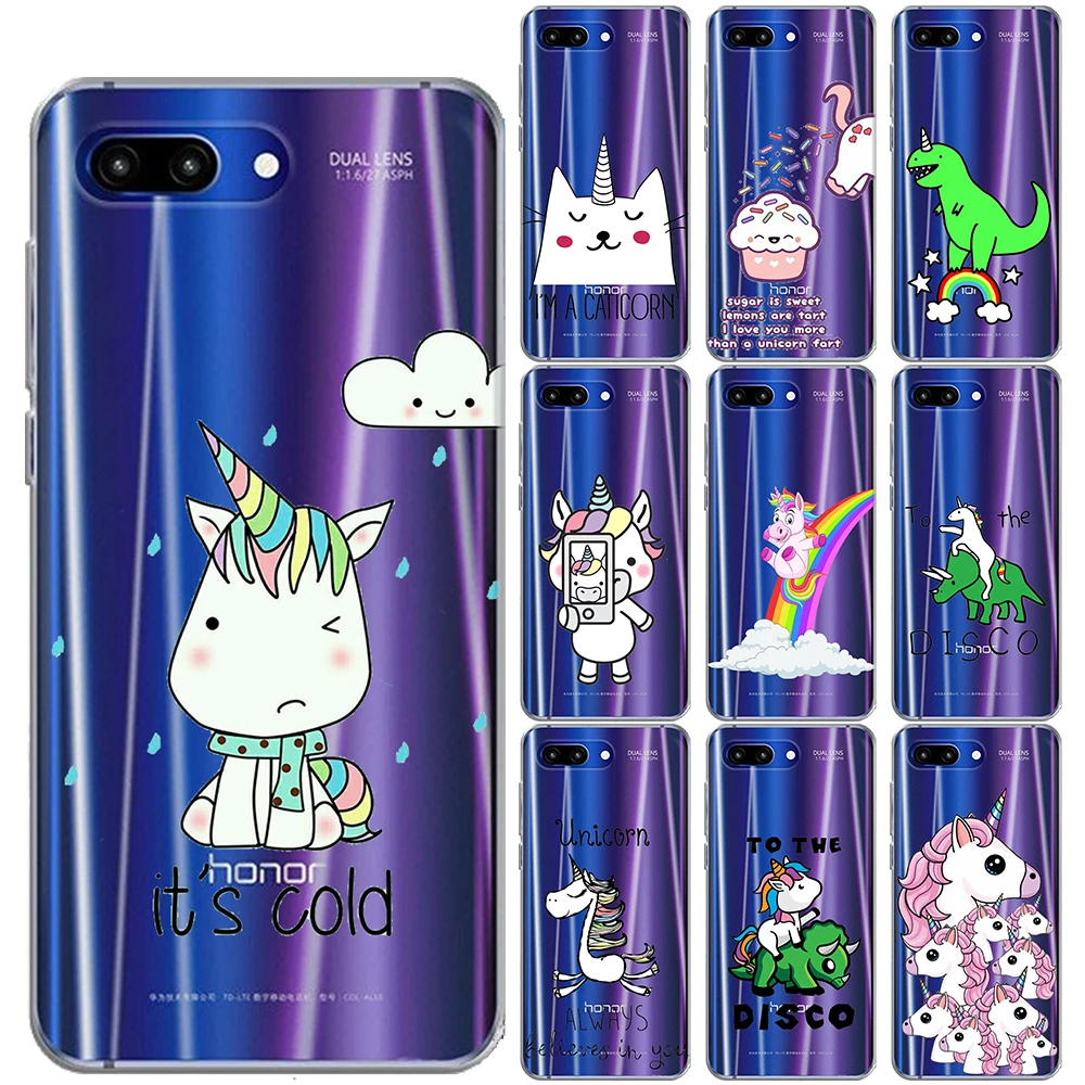 Мягкий ТПУ чехол с мультяшным единорогом для Huawei Honor 9 10 Lite 10i View 20 8X 8C 7A Y5 Y6 II Y3 Y7 2017 Y9