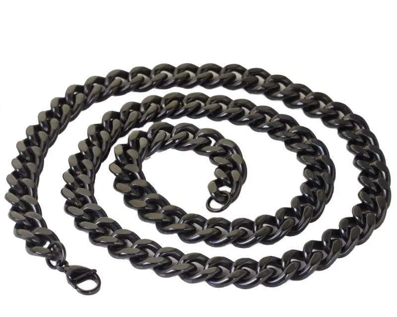 10 мм 24-дюймовая цепочка из нержавеющей стали черного тона кубинская мужские