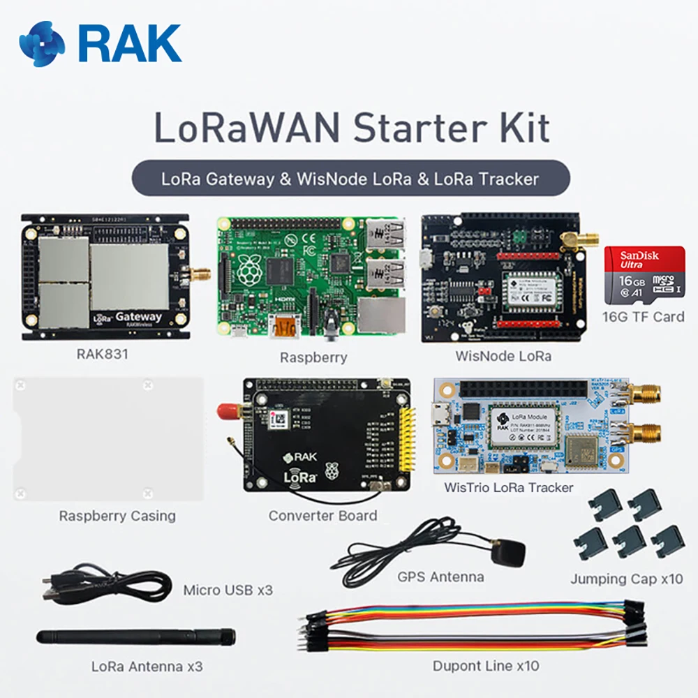 RAK831 шлюзовой модуль с Raspberry Pi LoraWAN Starter Kit WisNode ЛОР SX1301 чип Беспроводной