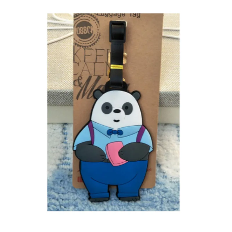 Забавный мишка багажные бирки силикагель чемодан имя ID Адрес Этикетка багажная