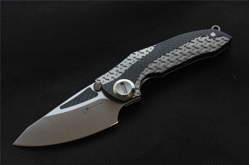 VENOM ARMOUR M390 стальной титановый CF Флиппер Складной нож Открытый Кемпинг Охота