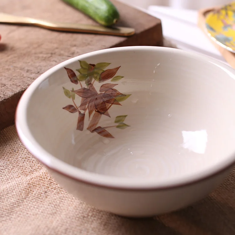 Japan Style Bamboo Plant handpanited ceramic bowls 8 inch porcelain tableware under glazed noodle soup round fruit bowl | Дом и сад