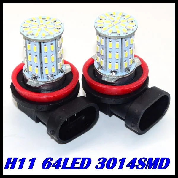 1 шт./лот новейшие H11 светодиодные 64SMD 64 Вт 3014smd H8 9006 Противотуманные фары