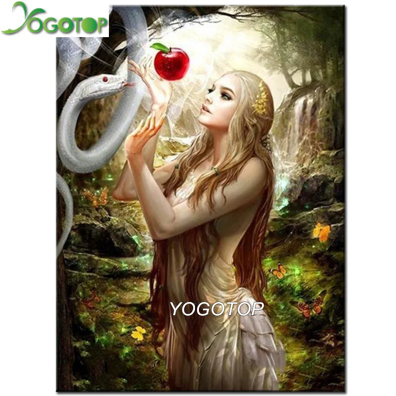 YOGOTOP DIY алмазная живопись эльфов Фея змея яблоко полная квадратная/круглая