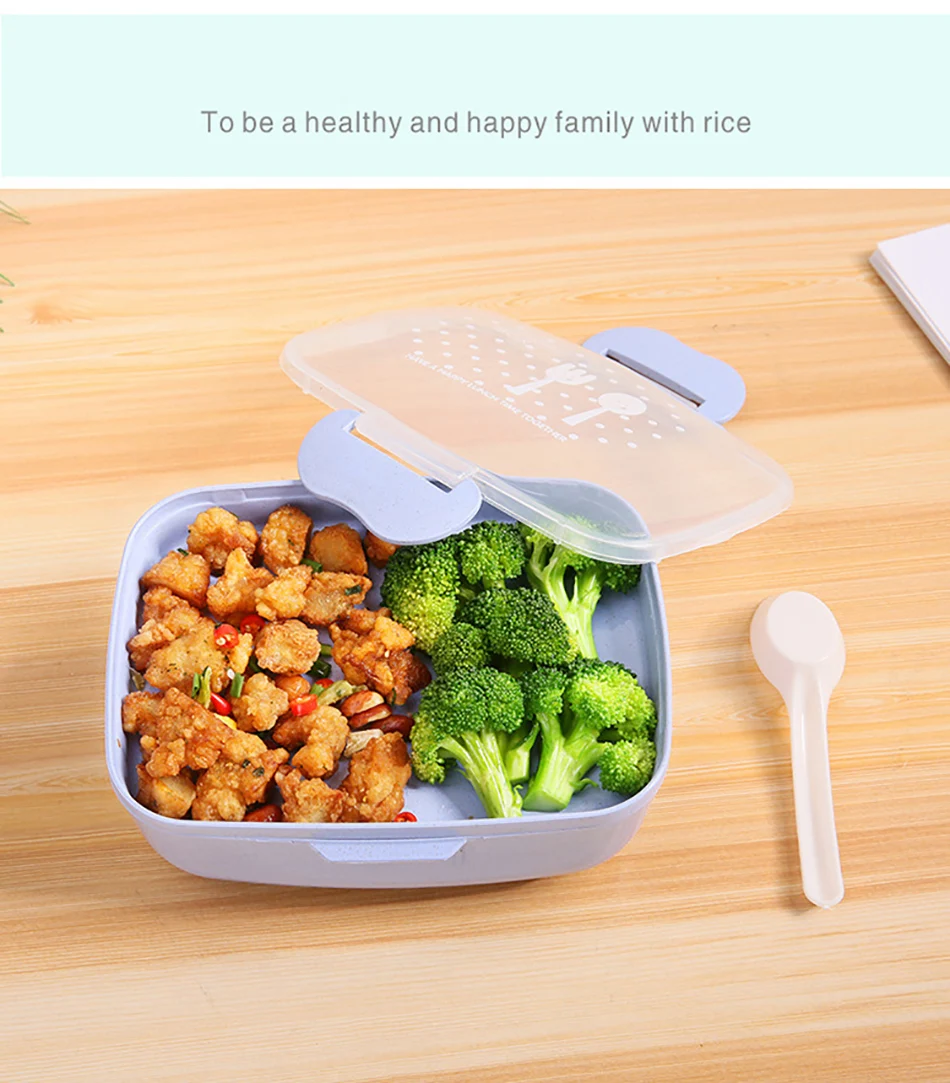 ONEUP BPA Бесплатный Ланч-бокс мультфильм экологически чистый Bento коробка с ложкой Microwavable портативный контейнер для хранения еды для детей пикника