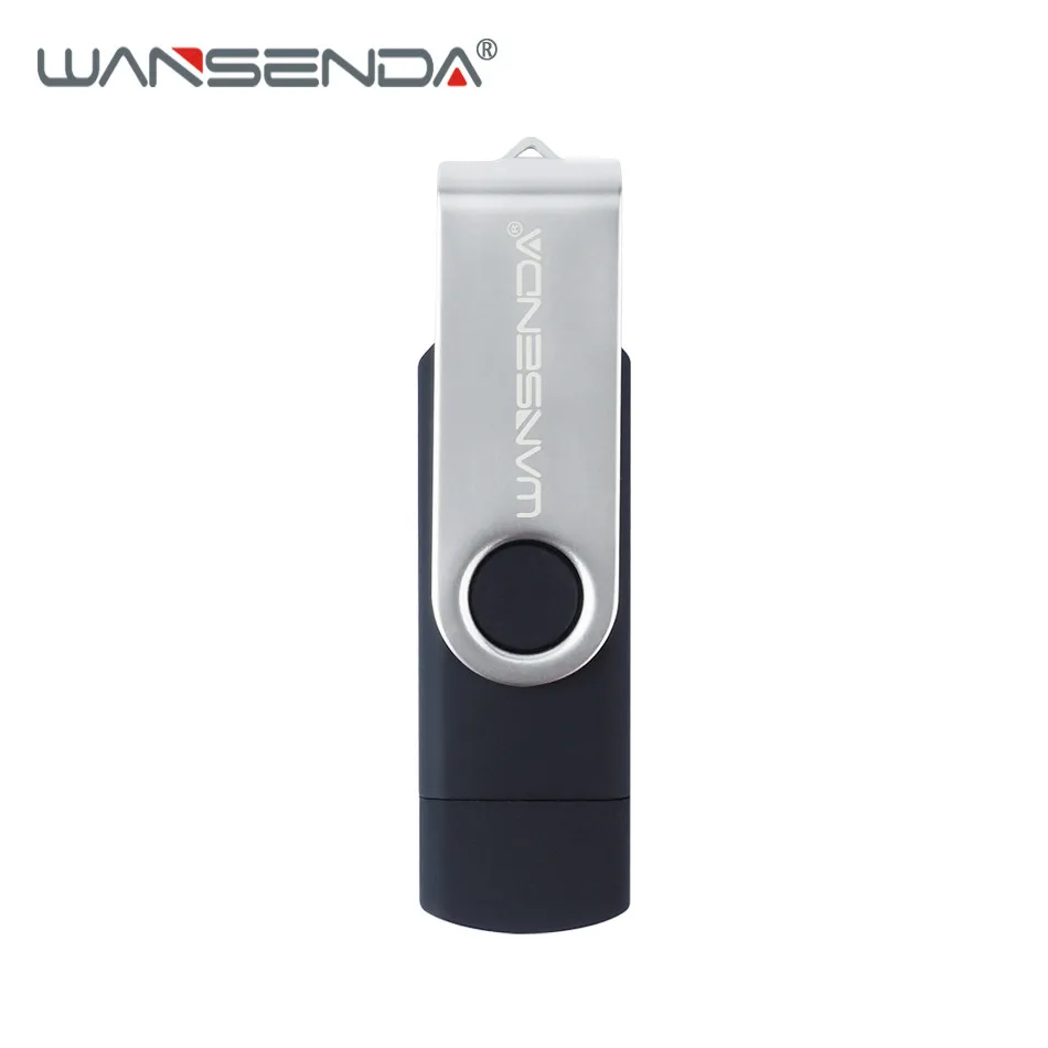 wansenda Usb2.0 OTG USB флеш-накопитель смартфон Планшеты PC 4 ГБ 8 ГБ 16 ГБ 32 ГБ 64 ГБ 128 ГБ pendrives OTG реального Ёмкость интерфейсом USB - Цвет: Черный