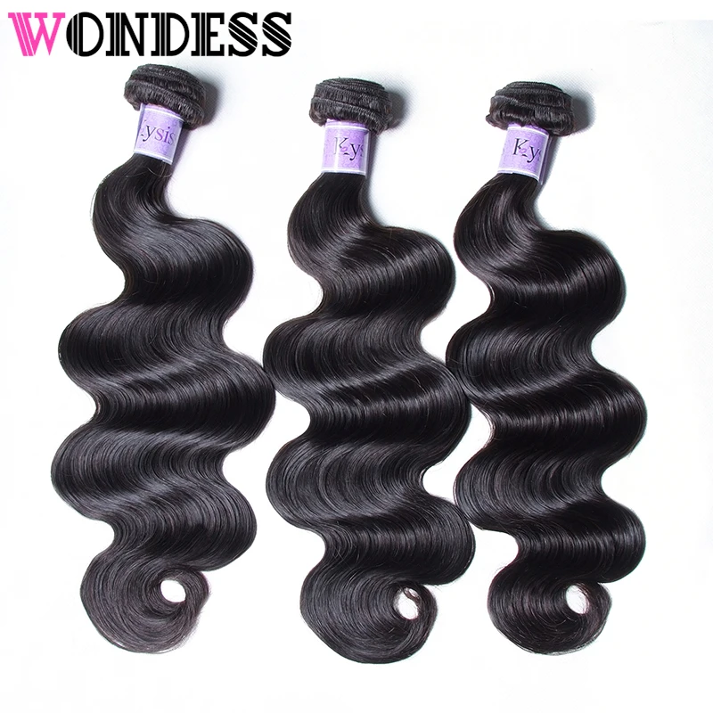 Wondess Body Wave Bundle Brazilian Hair 1 PCS 8-30inch Natural Color Virgin Human Weave Can Buy 3/4 Bundles | Шиньоны и парики
