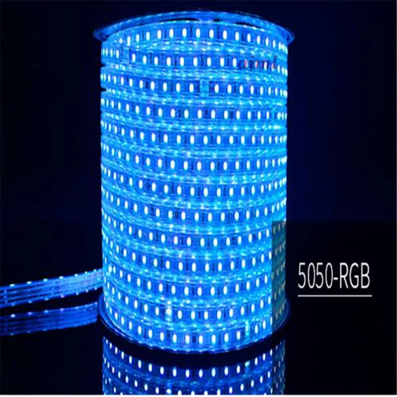 Высококачественный Светодиодные ленты 10 м рулон 220V16 цвет RGB потребление Высокая яркость 60 светодиодный/m IP65 доказательство воды 5050 Светодиодные ленты прямо с фабрики