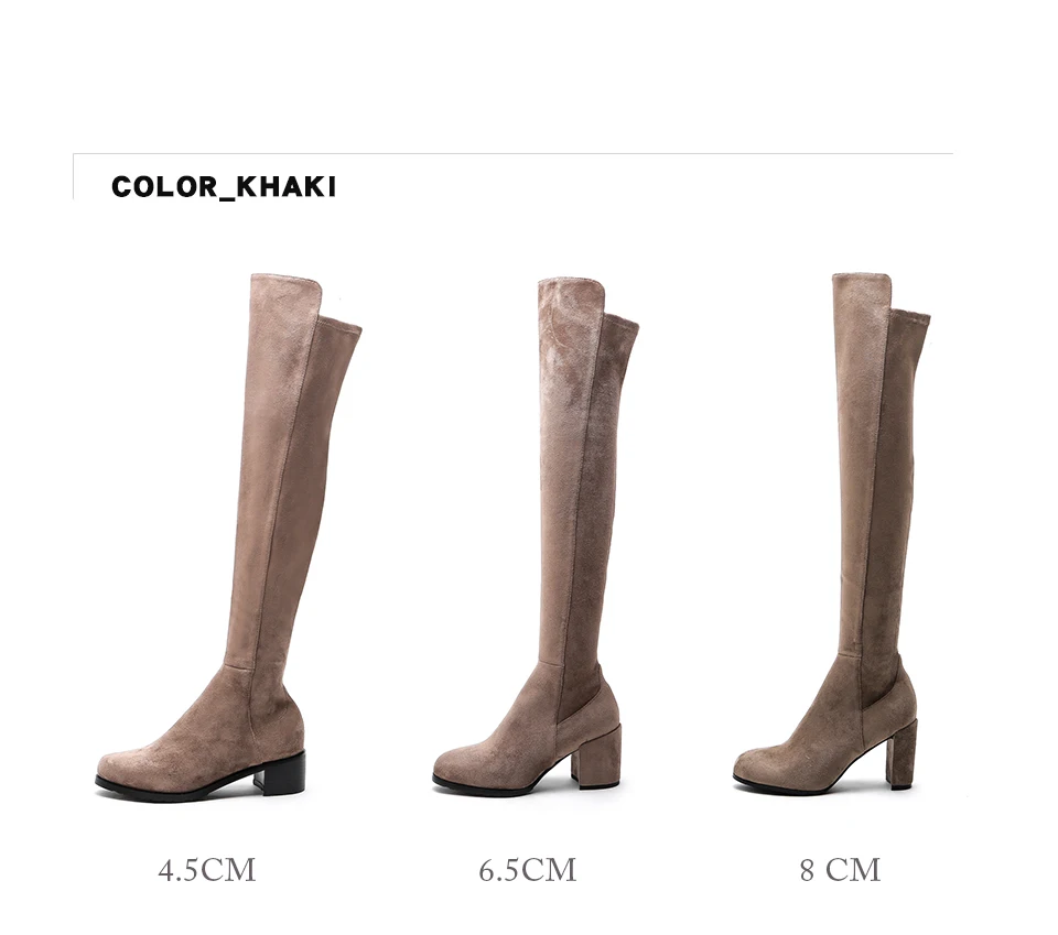 Curvaness/ г.; сапоги из натуральной кожи; женские сапоги с круглым носком; сезон осень-зима; Модные эластичные сапоги до колена; женская обувь; Цвет Черный