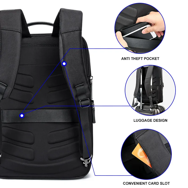 bopai men laptop backpack business anti theft backpacking travel waterproof usb charging male school bags office bag free global shipping