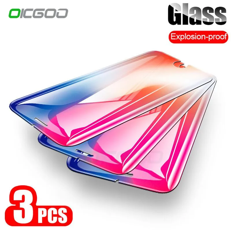 OICGOO закаленное стекло для iPhone 7 8 6 Plus 5 5S SE Защита экрана для iPhone 6 6s Plus 5S Xr X XS Max защитное стекло