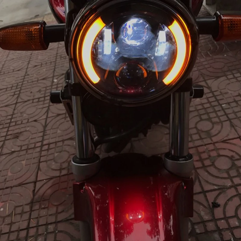 60 Вт черный светодиодный налобный фонарь с белым-янтарь DRL для Jeep Wrangler Street Glide Road