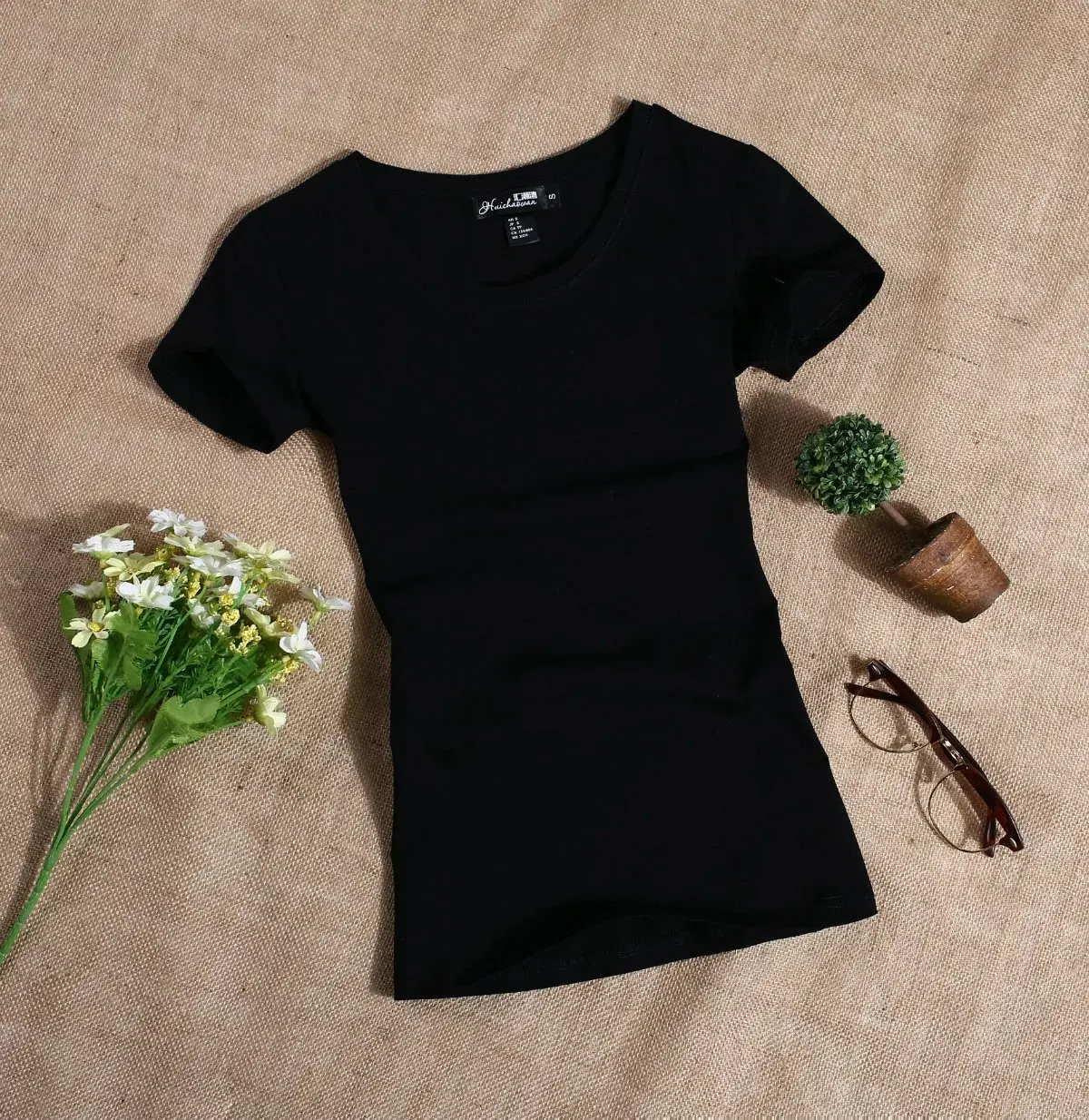 Black O MRMT Women's T Shirt Women Short Sleeved Slim Solid Color Womens Simple Tee T-Shirt For Female Tshirt - Цвет: Black O