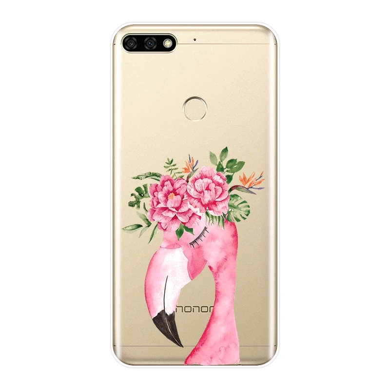 Задняя крышка для Huawei Honor 10 9 8 8X MAX 7 7S 7X 7A 7C Pro силиконовый мягкий чехол с фламинго и