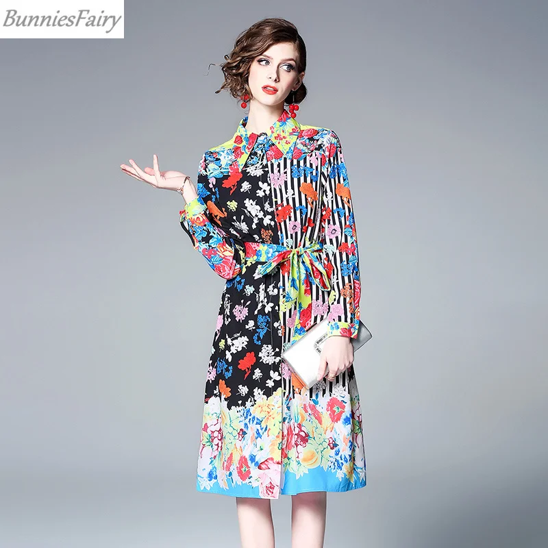 BunniesFairy 2019 весеннее женское Новое винтажное ретро платье-рубашка с длинными