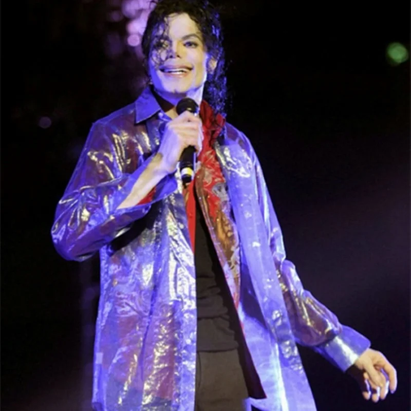 Рубашка MJ с Майклом Джексоном прозрачная синяя рубашка это любого размера|it
