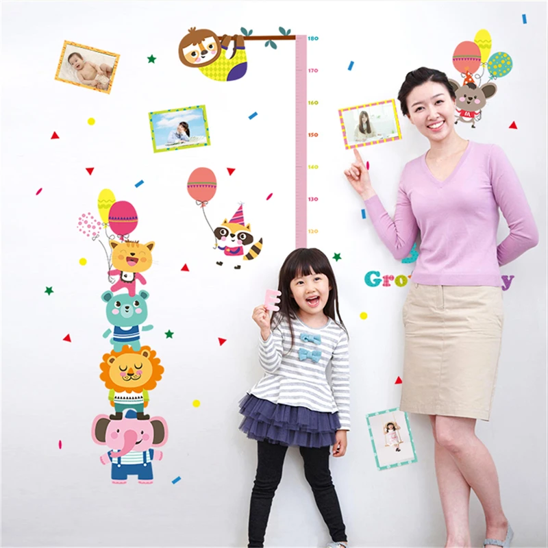 Новинка 1 шт. милые животные Мультяшные наклейки на стену график роста детей