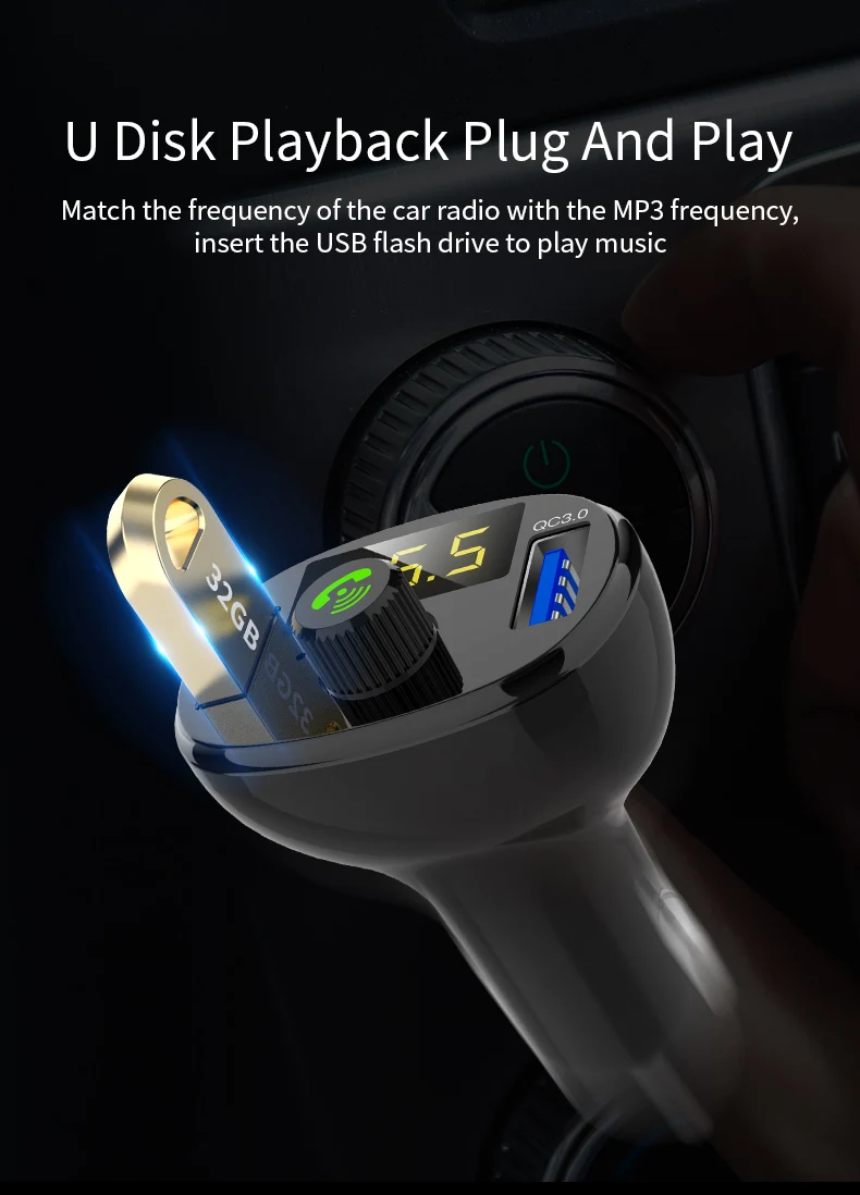 ANLUD Bluetooth 4,1 fm-передатчик комплект беспроводной связи Bluetooth для автомобиля Быстрая зарядка 3,0 модулятор MP3 плеер Поддержка U диск Handfree