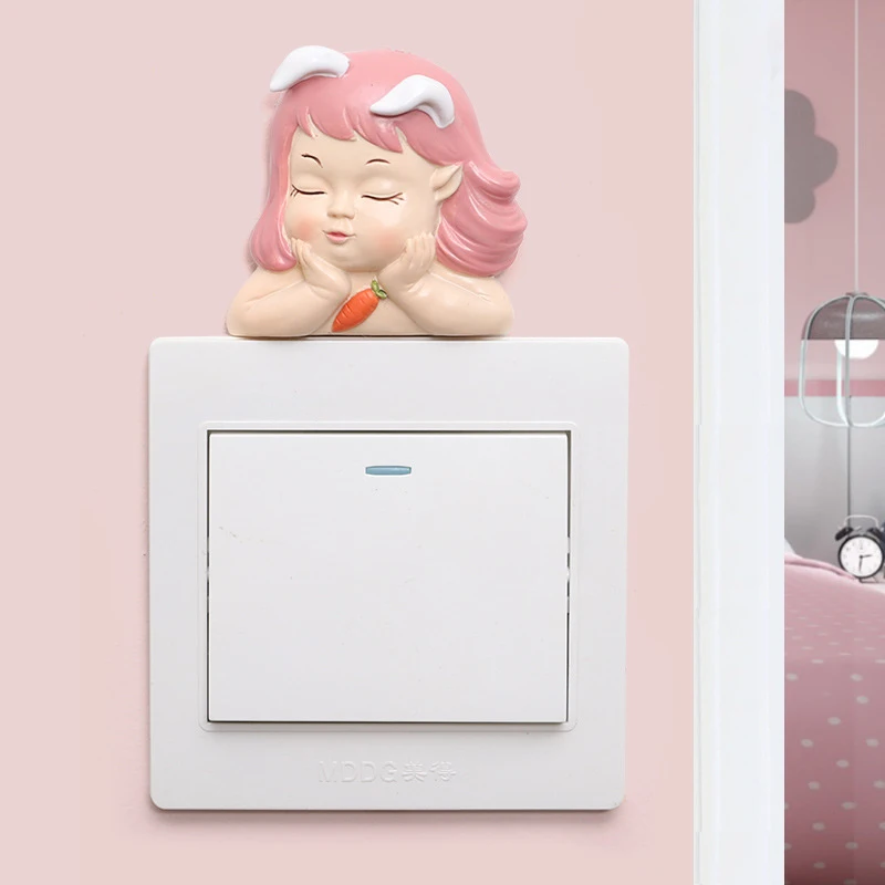 

Pack of 4pcs Fairy Switch Sticker Cartoon Animal Wall Decor Miniature Resin Sheep Home Light Switch Decor Decals