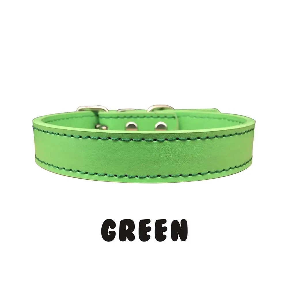Green Именной ошейник для собаки Pet мягкая кожа ожерелье на заказ выгравированы Регулируемый воротник для Samll большой щенок товары кошек - Цвет: Green