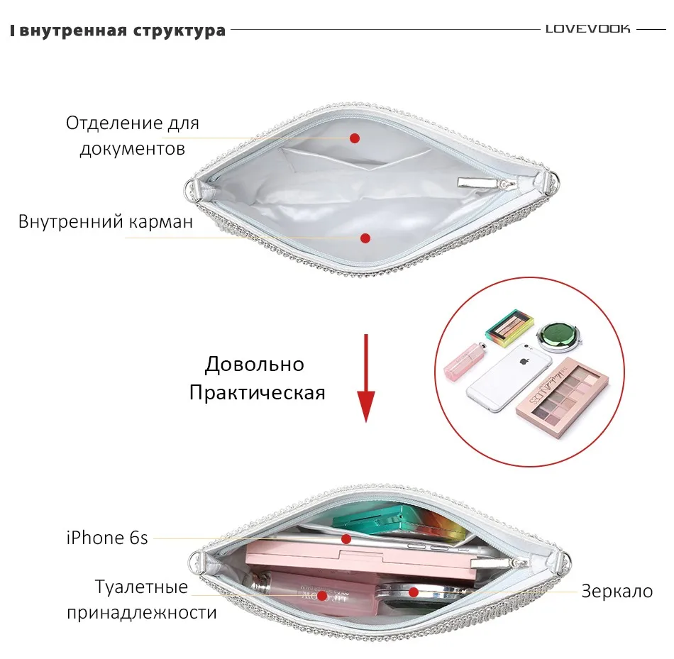 LOVEVOOK клатч женский, женская вечерняя сумочка, сумка через плечо для женщин, клатч для девушек
