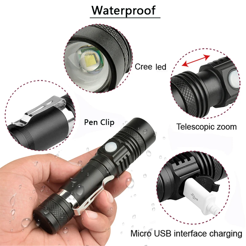 Мощный супер яркий светодиодный флэш-светильник USB linterna светодиодный фонарь T6/L2/V6 мощный наконечник масштабируемый велосипедный светильник 18650 перезаряжаемый z50
