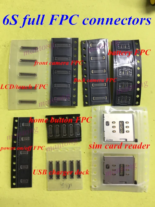 

5sets (40pcs) full FPC connectors for iPhone 6S 4.7" LCD/touch on/off 3D home button camera usb dock battery SIM card
