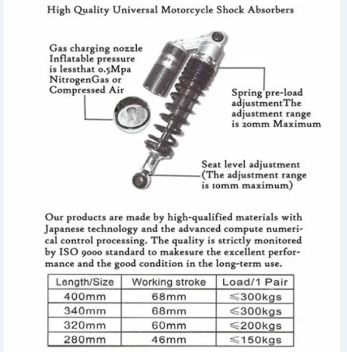 Универсальный задний воздушный амортизатор 330 мм для мотоцикла Honda CB400/SF Yamaha Suzuki