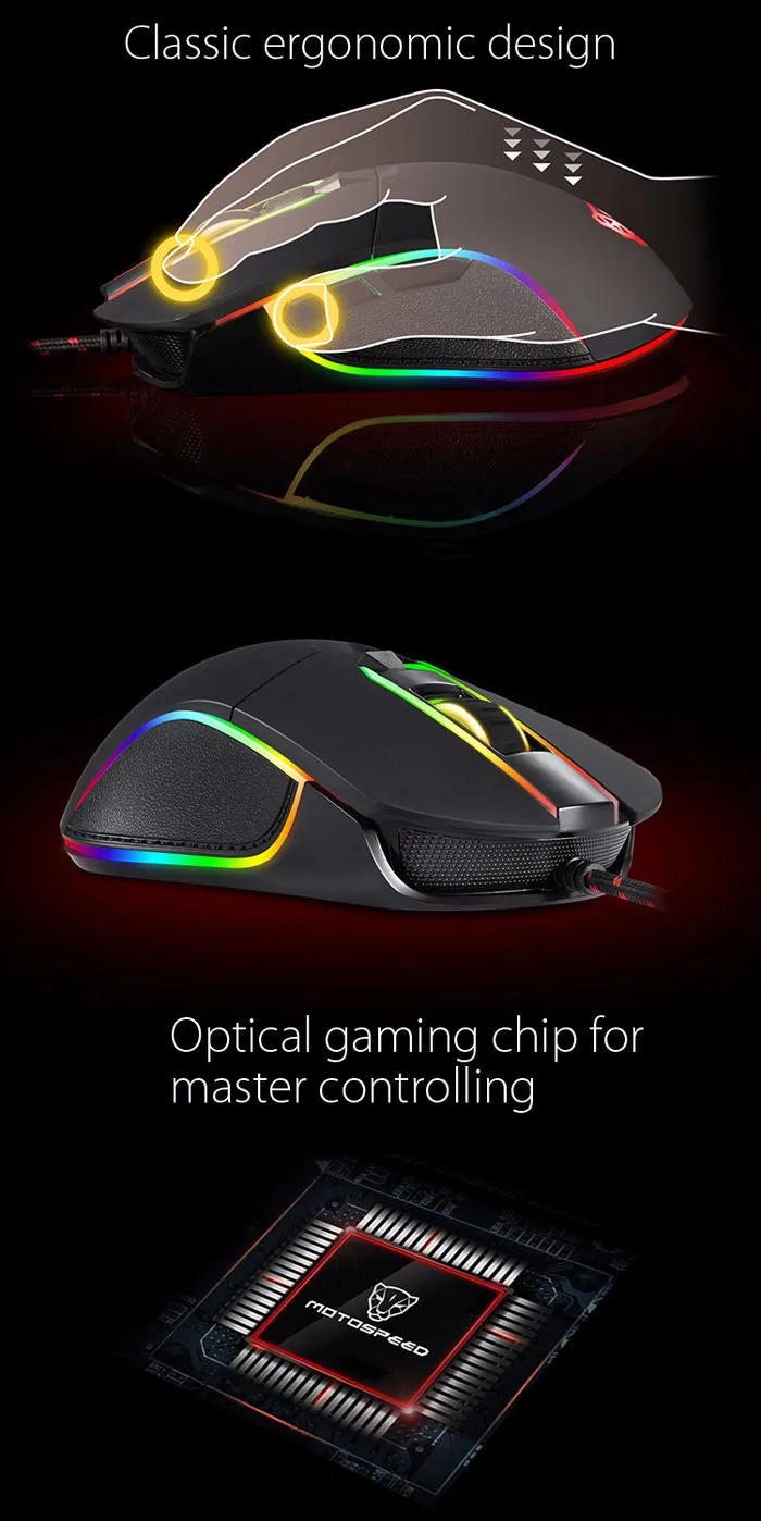 Motospeed V30 USB Проводная профессиональная игровая мышь 3500 dpi USB порт светодиодный дисплей с подсветкой для компьютера ПК Android IOS Linux ноутбука