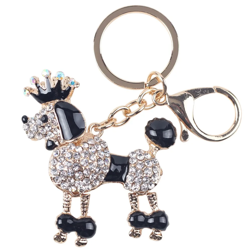Bonsny 2016 эмалированный сплав животное кристалл пудель собака брелок подарок с