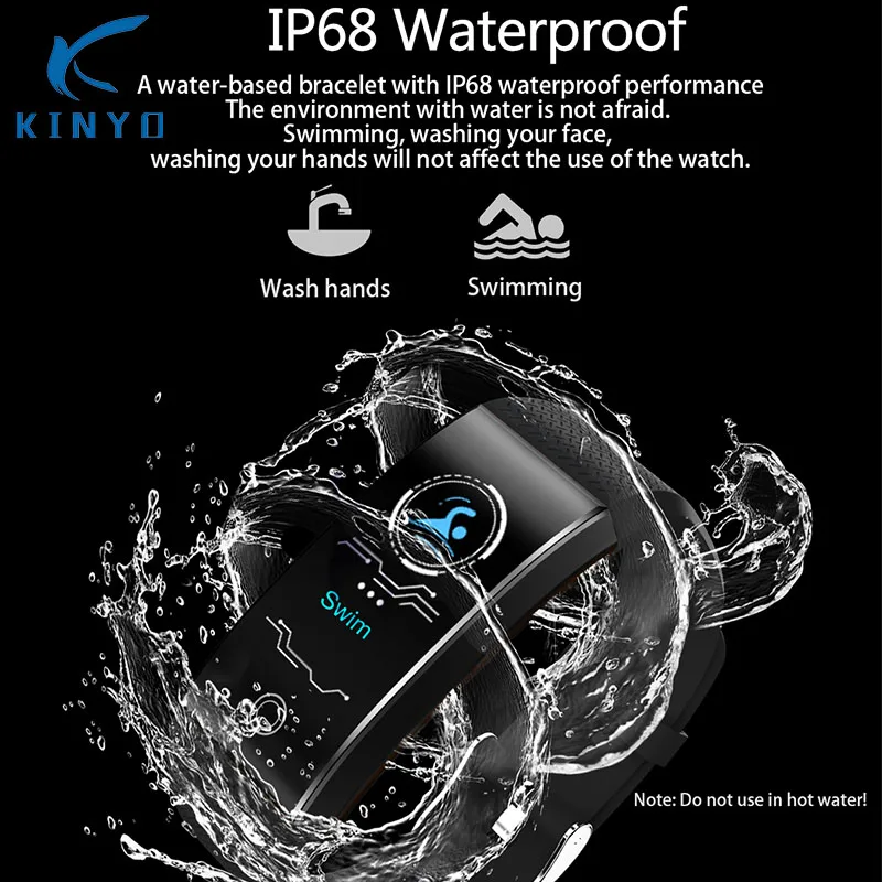 Smart Watch IP68 Waterproof bracelet heart rate Blood pressure Fitness tracker smart wristband pk F1 EX18 xiomi mi band 3 | Электроника