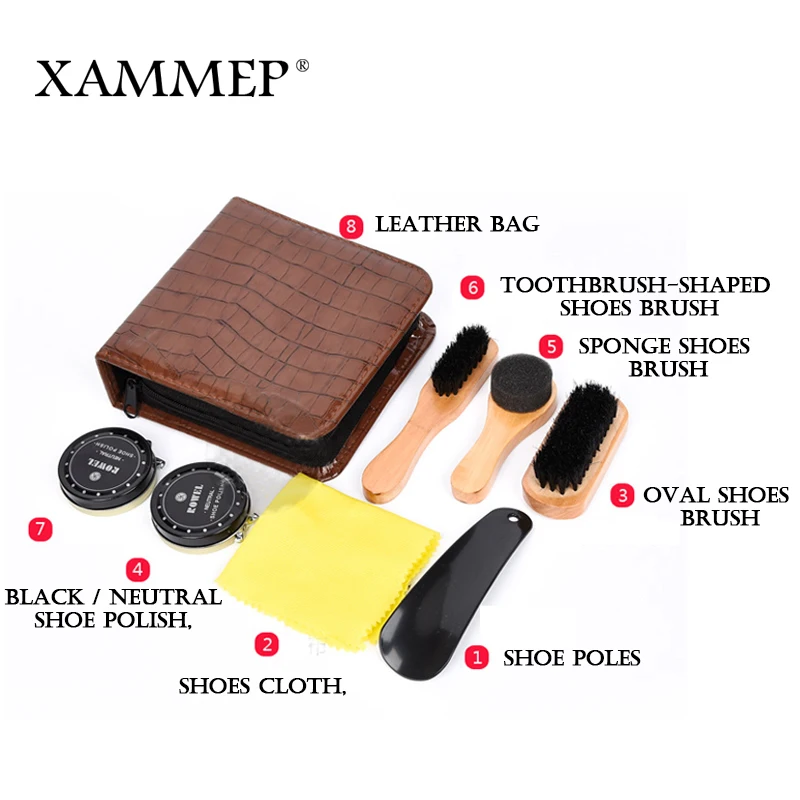 Xammep 8 шт/с набор для ухода за обувью из матовой кожи обуви рожок ткань кожаные