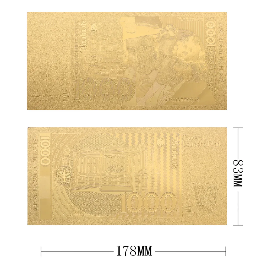Золотые банкноты VNFURU Deutsche Mark 24 K золотые Creative500 для банкнот с золотой фольгой по