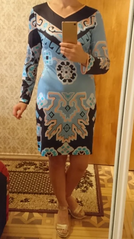 Женское винтажное трикотажное шелковое платье роскошное Брендовое синее