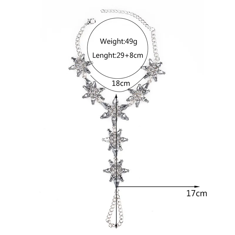 Богемский роскошный Кристальный кулон со стразами и цветком-цепочка на