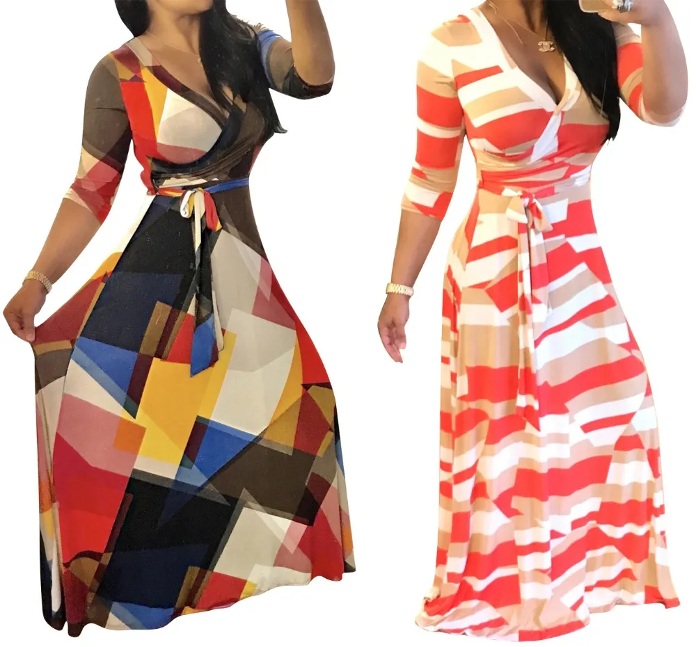 Летние Для женщин Повседневное Макси платье Сексуальная V Средства ухода за