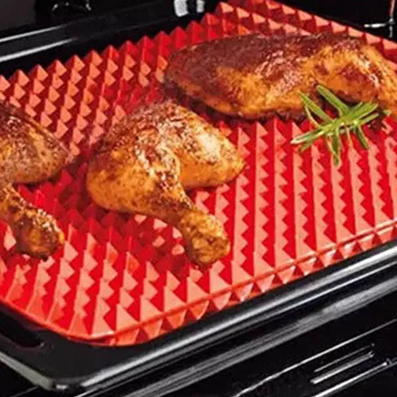 

1pcs Silicone Red Pyramid Kitchen Accessories BBQ Pads Nonstick Baking Mats Barbecue Tray Tools Bakeware Pad 39*27cm