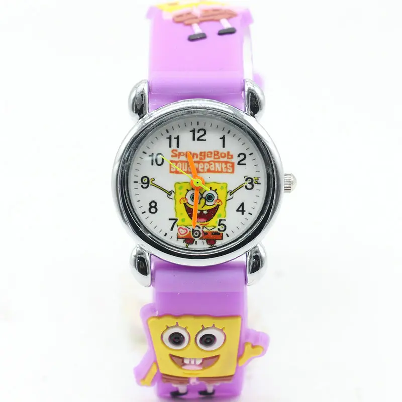 1 шт Новое поступление 3D Мультфильм силиконовый ремешок Детские часы SpongeBob часы