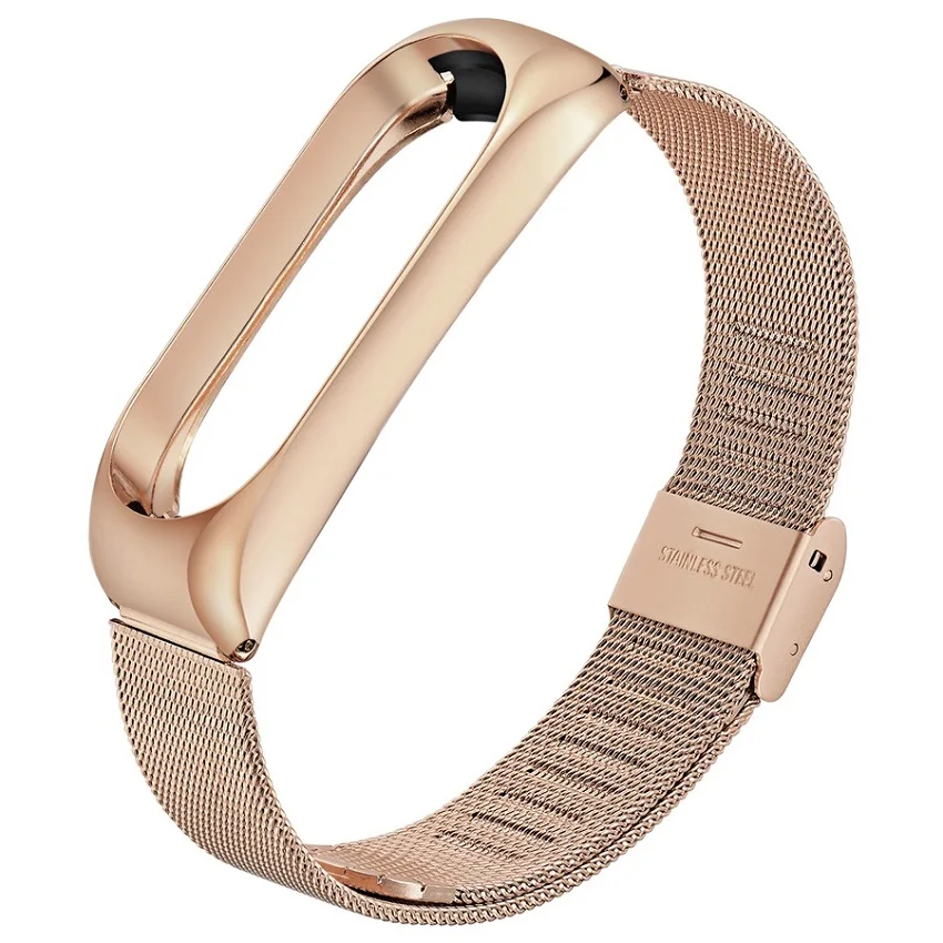 Rose gold Для mi Band 3 браслет для Xiaomi mi ремешок 3 металлический ремешок браслет из нержавеющей стали браслет для mi Band 3 ремешок из розового золота - Цвет: Rose gold