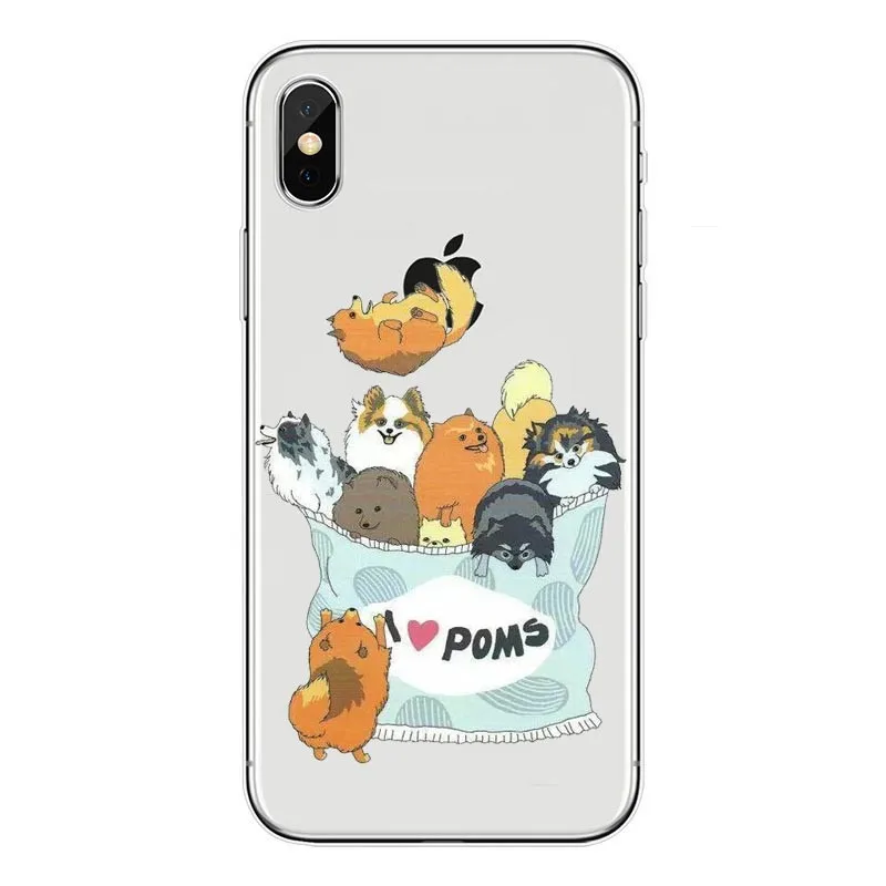 Pomeranian cao bonito Caso Capa Dura para o iPhone Da Apple X XS Max XR 6 7 8 Plus alem de 5 10 чехол для телефона|Сумки