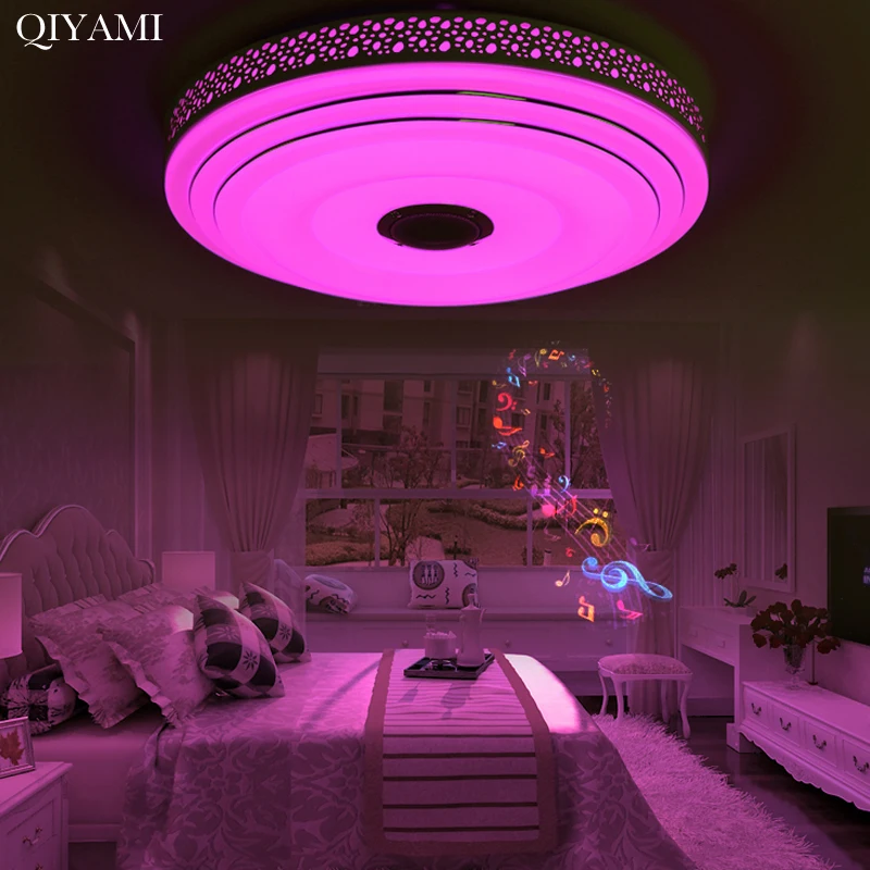 Современные круглые музыкальные люстры для гостиной спальни RGB цвет Led люстра