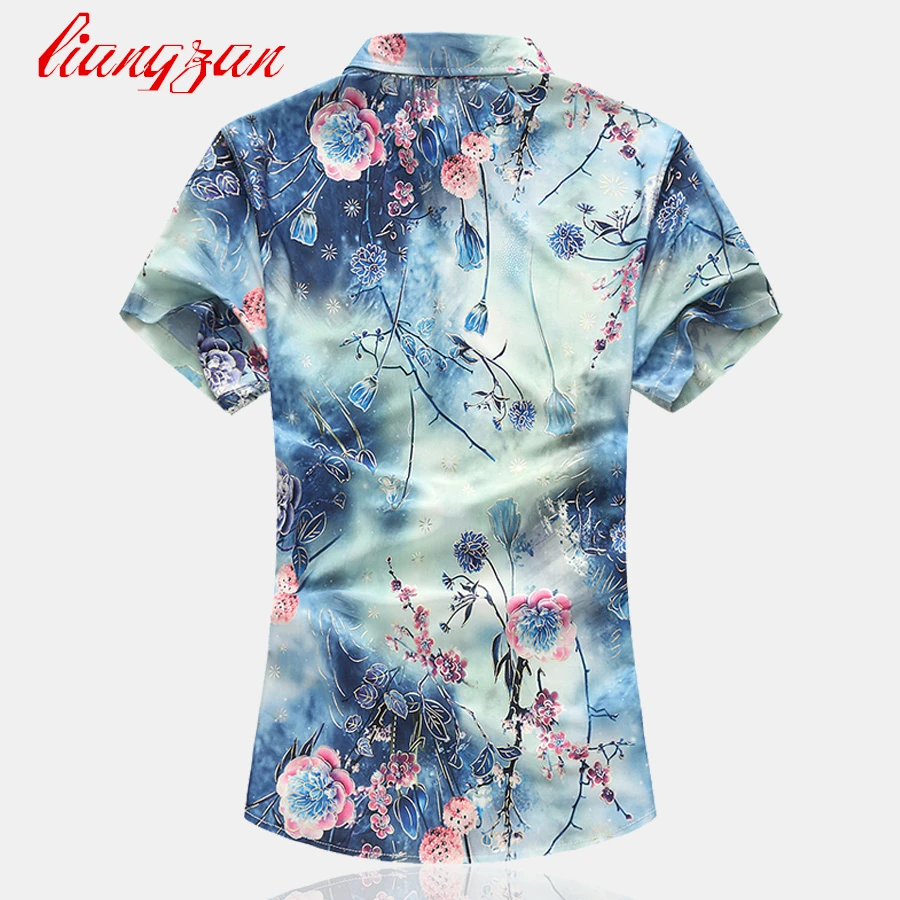 Для мужчин платье с цветочным рисунком Рубашки для мальчиков плюс Размеры 6xl 7XL