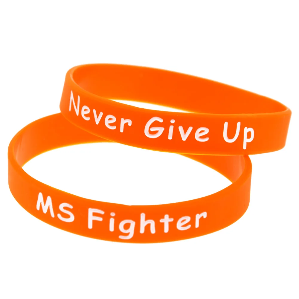 (OBH) 50 шт в наборе г-жа Fighter &quotNever Give Up&quot силиконовый браслет оранжевый рекламных