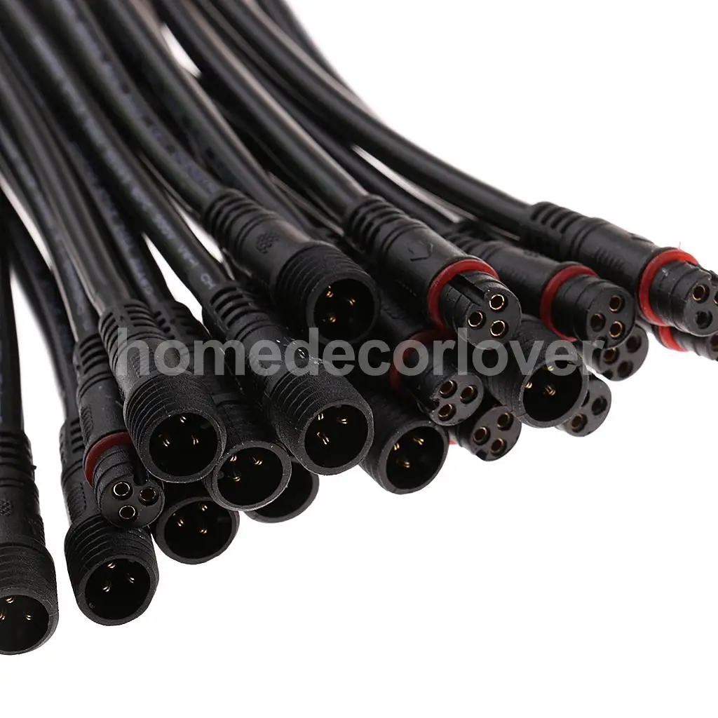 10 пар в комплекте Черный Водонепроницаемый IP65 22AWG 3 Pin типа папа + гнездовой разъем