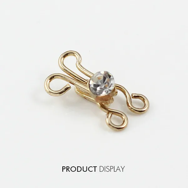 10 шт. прозрачные Стразы золотого цвета с крючком и глазами застежкой на талии