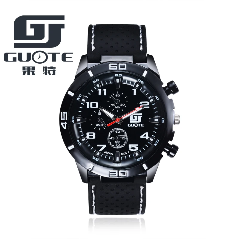 Мужские спортивные кварцевые часы GUOTE военные наручные с силиконовым ремешком