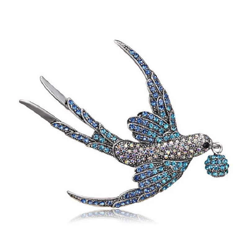 

Rinhoo Colorful Rhinestone Swallow Brooches for Women Beautiful Vivid Bird Animal Brooch Pin 2 Colors Available Good Gift B-04