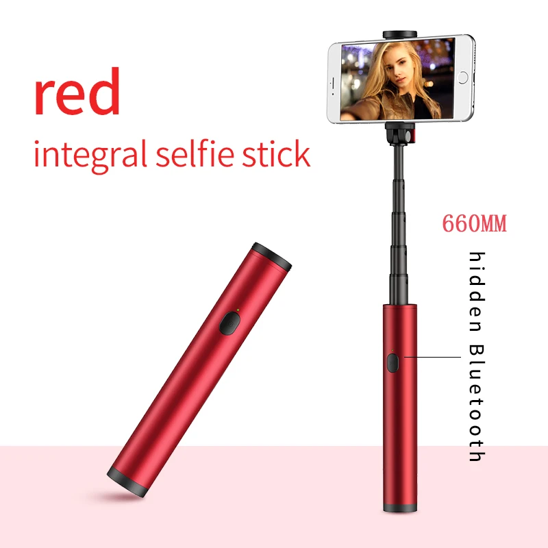 red Новинка, селфи-палка pau de, селфи-штатив для телефона, селфи, алюминиевый сплав, расширяемый заполняющий светильник, селфи в сложенном виде, длина 16 мм - Цвет: red